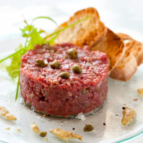 Cantina's Beef tartar,  homemade french fries 