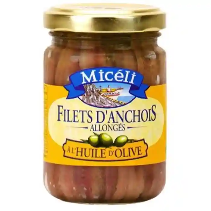 Filets d'anchois allongés à l'huile d'olive