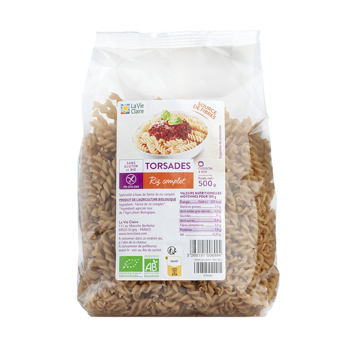 Gluten-free whole rice twisted pasta 500g - La Vie Claire