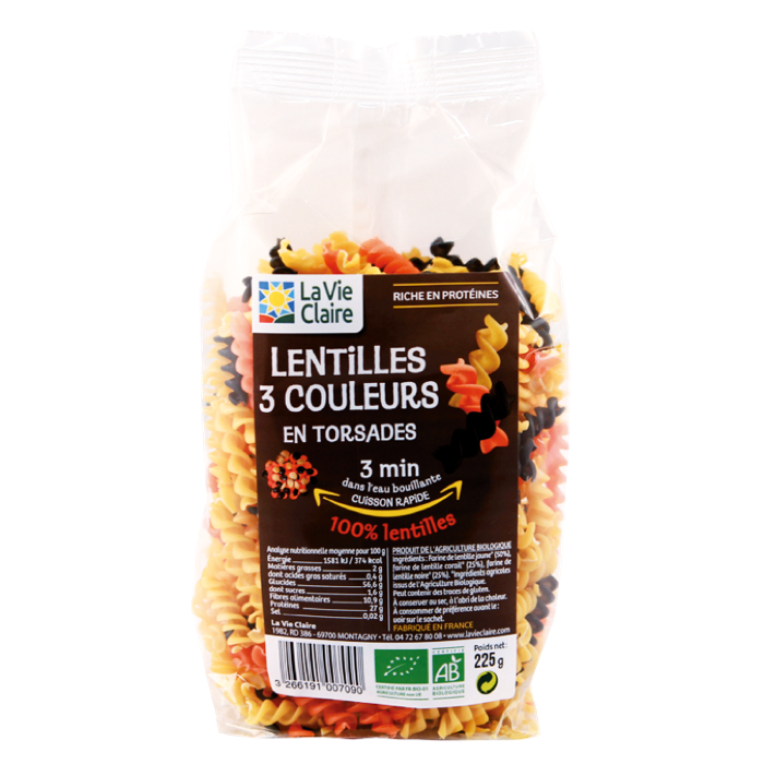 Lentilles 3 couleurs torsades 225g