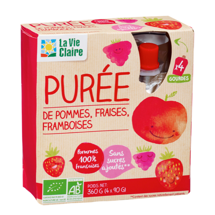 Puree pomme fraise framboise x4 90g