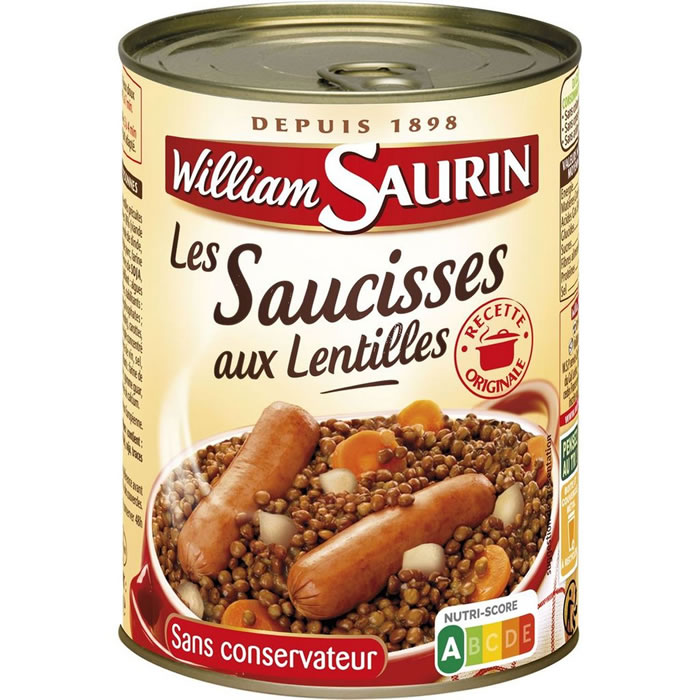 William Saurin Saucisses Aux Lentilles 1 Kg