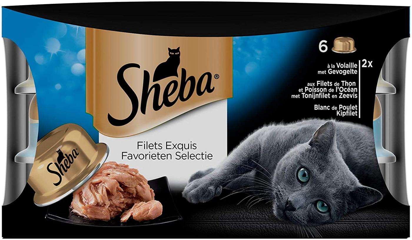 SHEBA DOMES EXQUISITE MEAT AND FISH FILLETS 6X80G