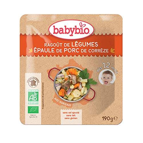 BabyBio Poche Menu Mijoté Légumes Potager Porc Bio 200 g 