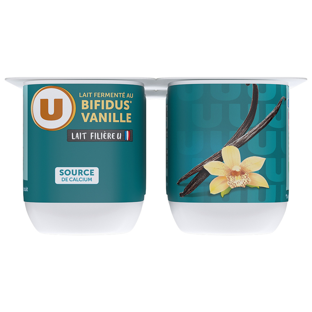Yaourt au Lait fermenté sucré au bifidus saveur vanille U