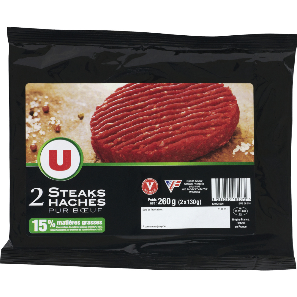 Steak haché, 15% matière grasse U