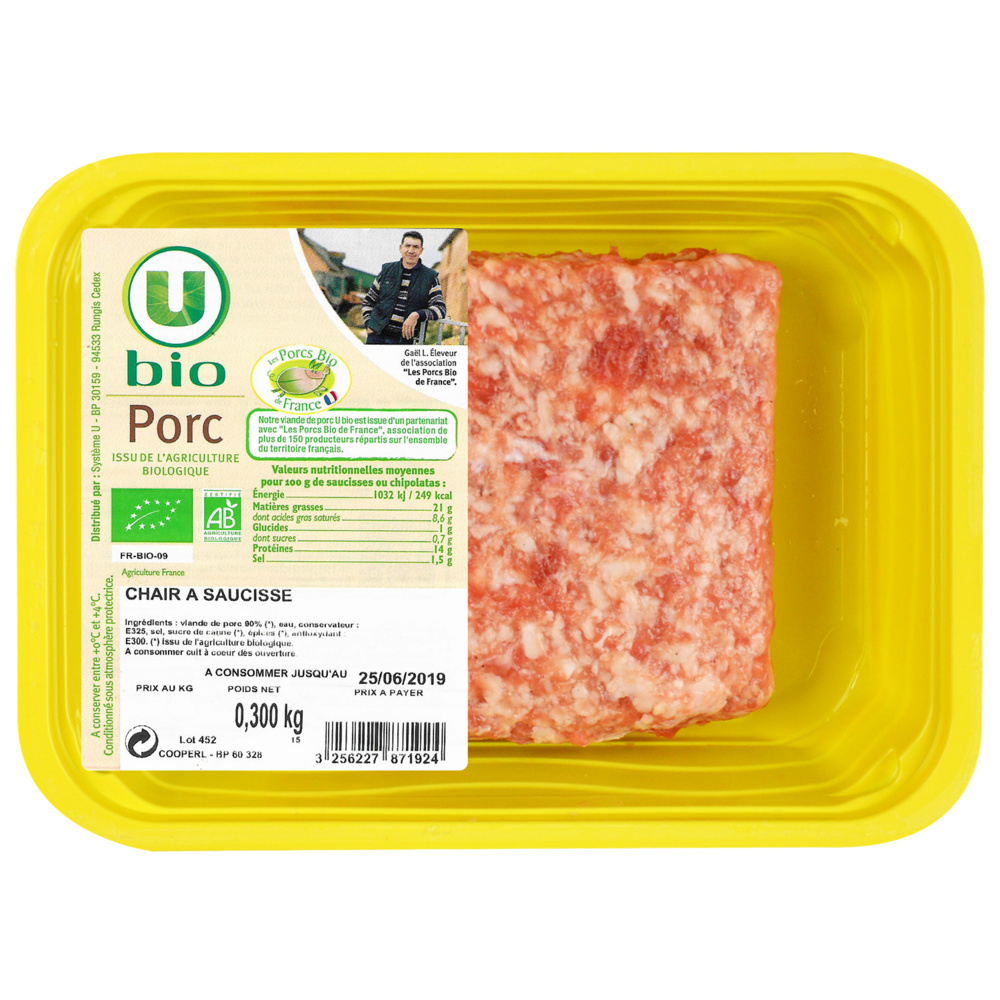 Chair à saucisse bio U