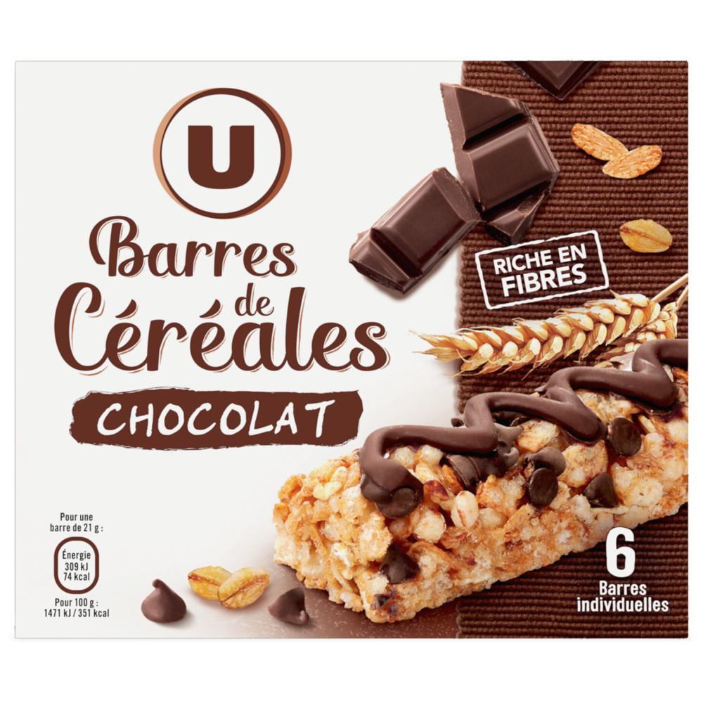 Barre de céréales riz et blé complet chocolat U