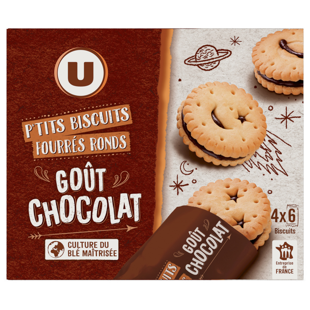 Mini biscuits fourrés chocolat U