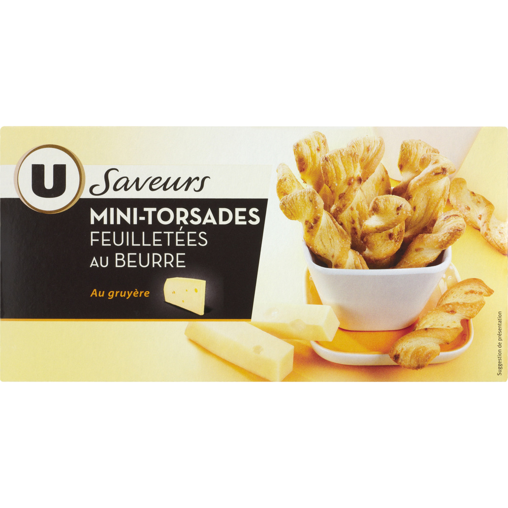 Twisted butter and cheese mini pastry U