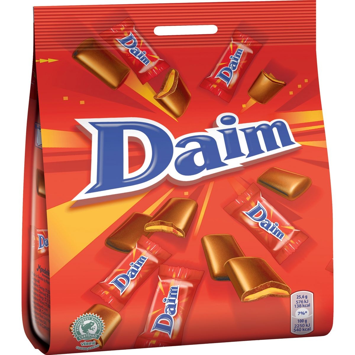Daim morceaux de chocolat