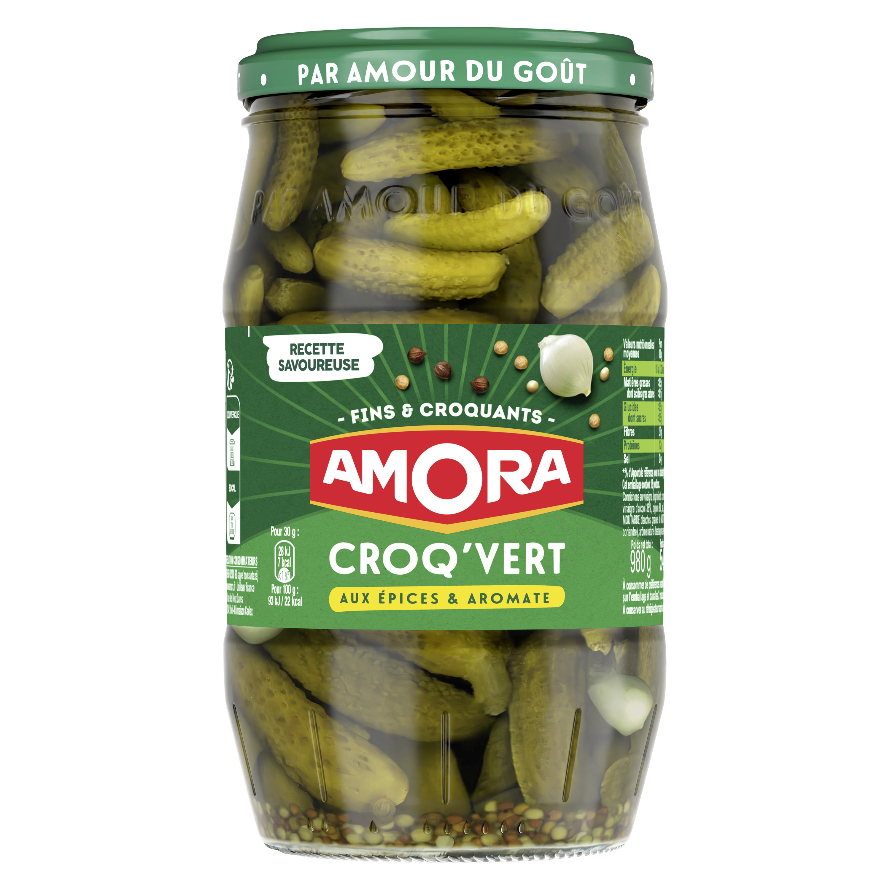 Amora Croq'Vert Fine Gherkins Jar 540g