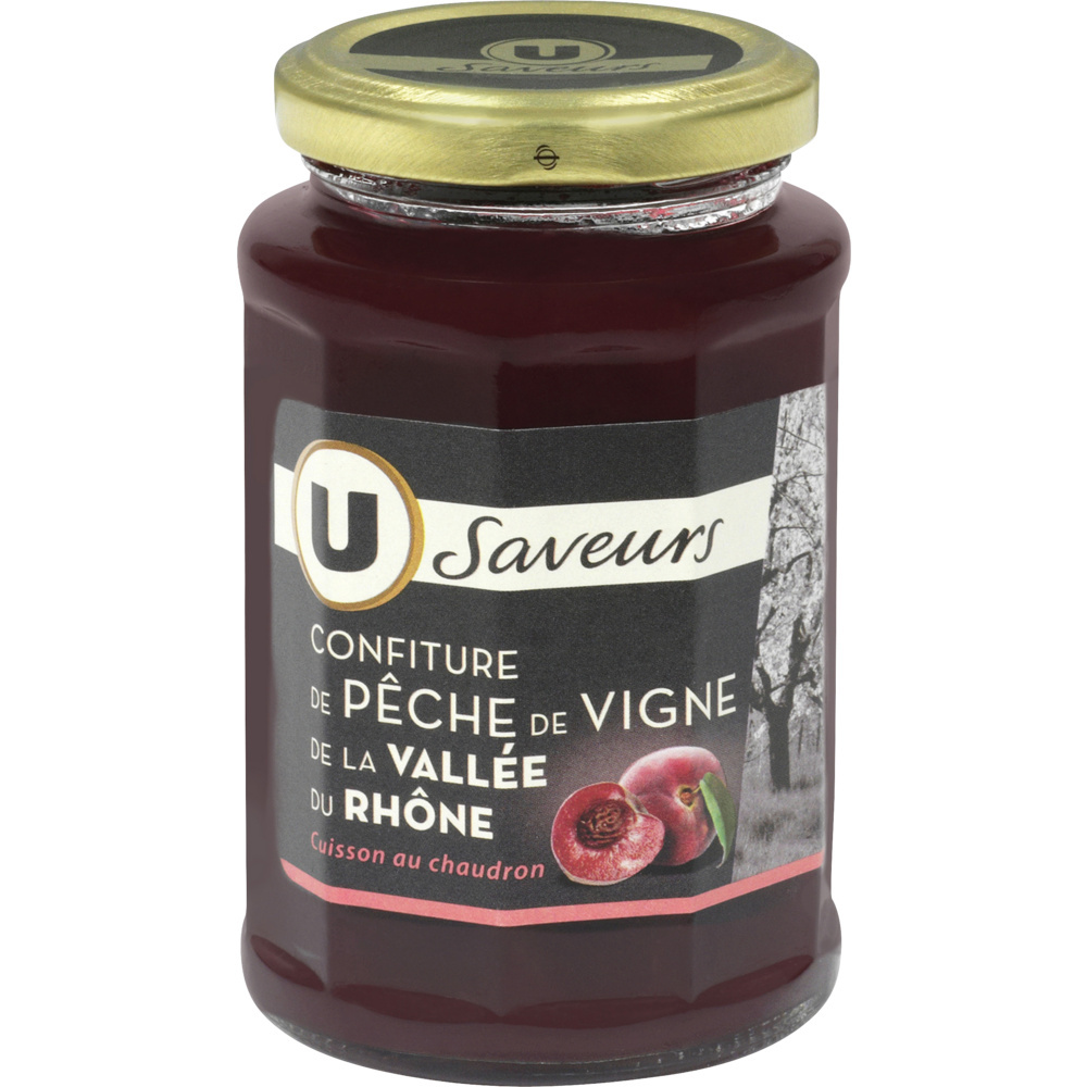 Confiture extra de pêche de vigne de la vallée du rhone U saveurs