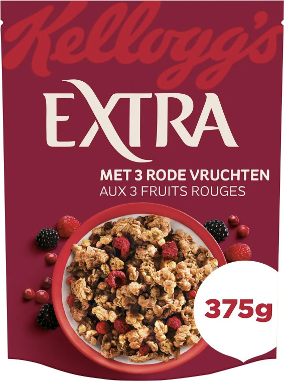 Kelloggs extra with 3 red fruits