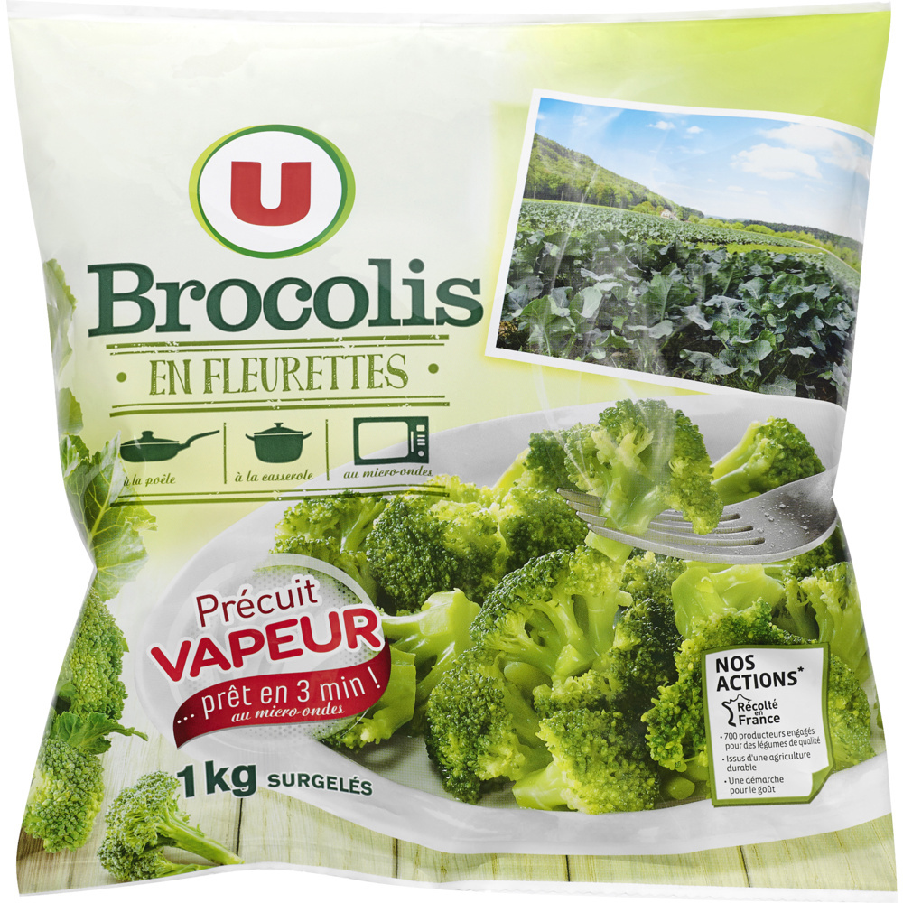 Pre-cooked steamed broccoli florets U