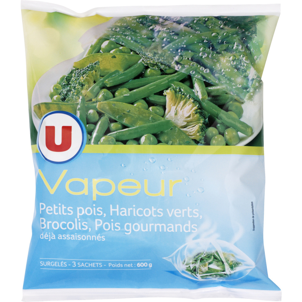Steamed peas, green beans and broccoli U