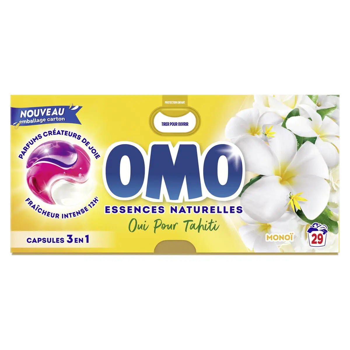 Lessive capsule 3en1 au Monoi Omo