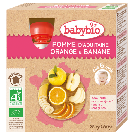 Babybio Pouch Pom Orange Banana - From 6 Months