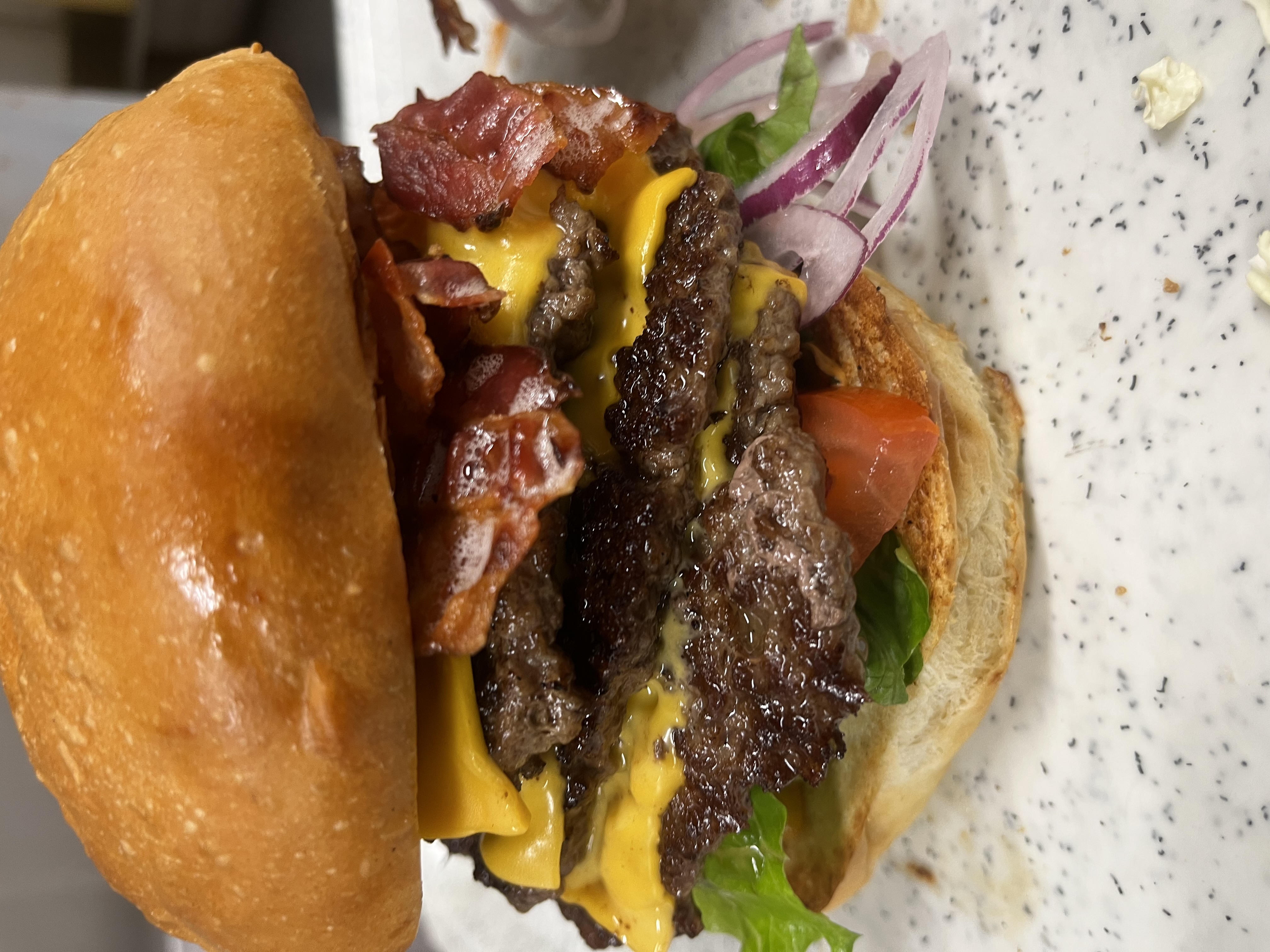 Menu  The 360: Triple Bacon Cheese Burger