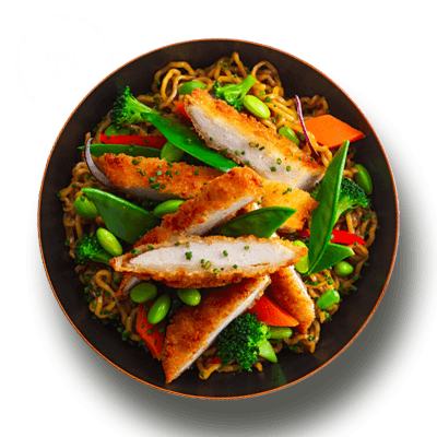 Wok Of Stir-fried Noodles With Vegetables 